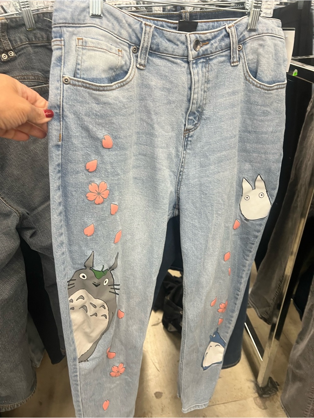 Her Universe Light Wash Totoro Patch Straight Leg Jeans